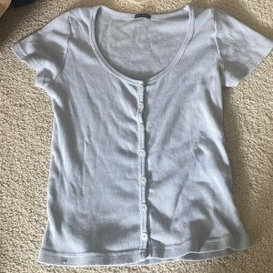 Baby blue button brandy melville short sleeve t shirt